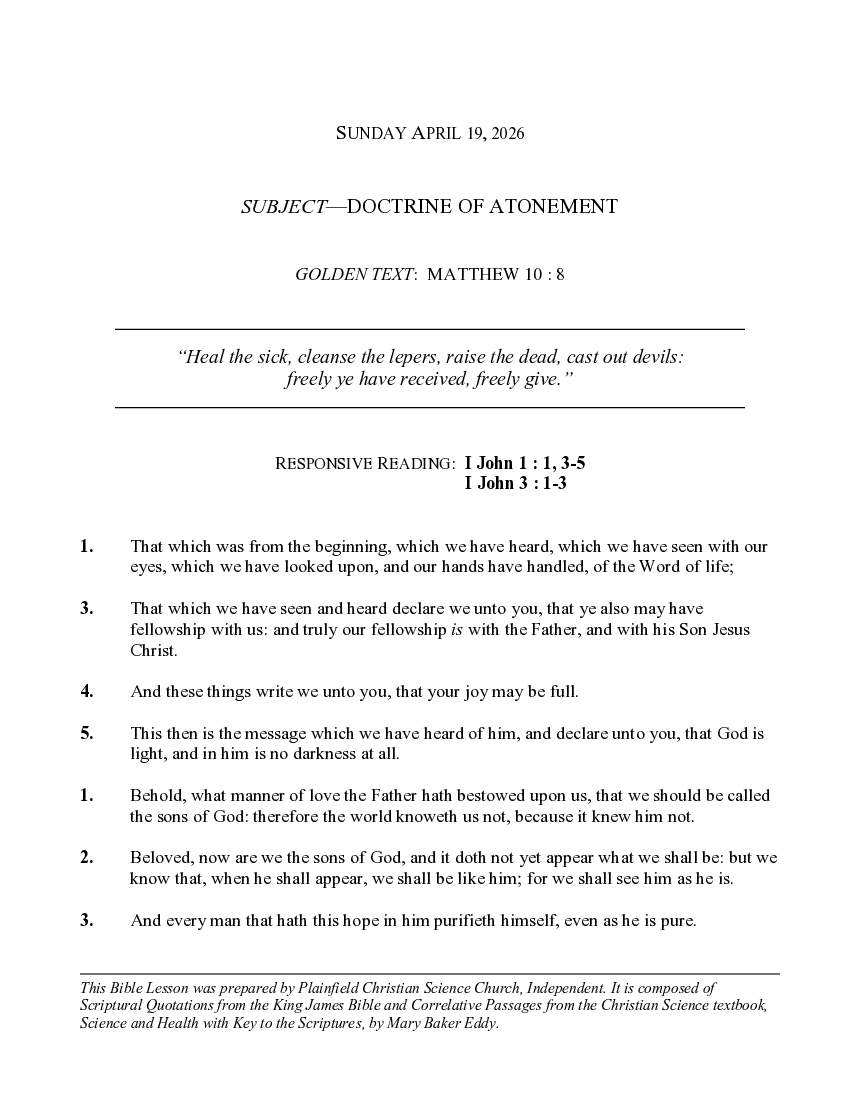 The April 19th, 2026 Weekly Lesson