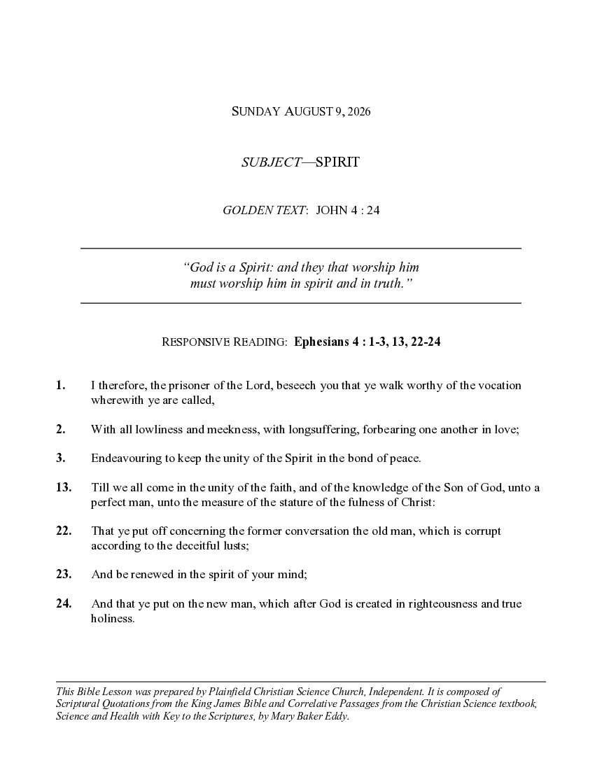 The August 9th, 2026 Weekly Lesson