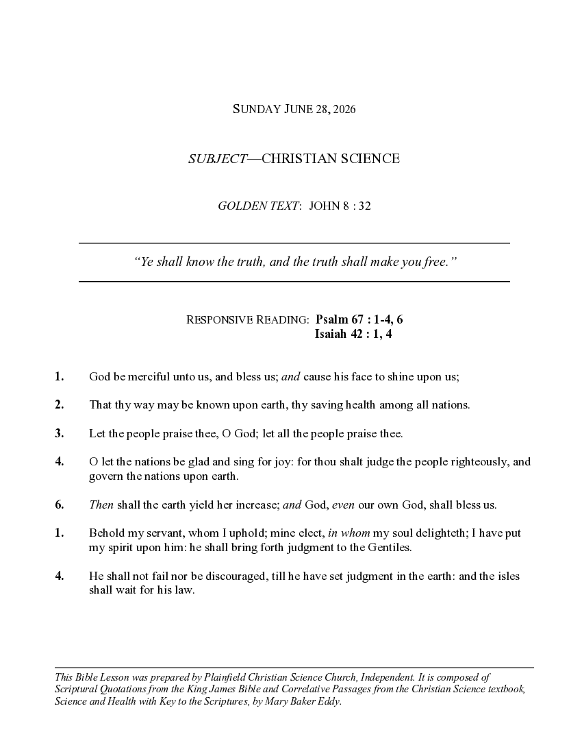The June 28th, 2026 Weekly Lesson