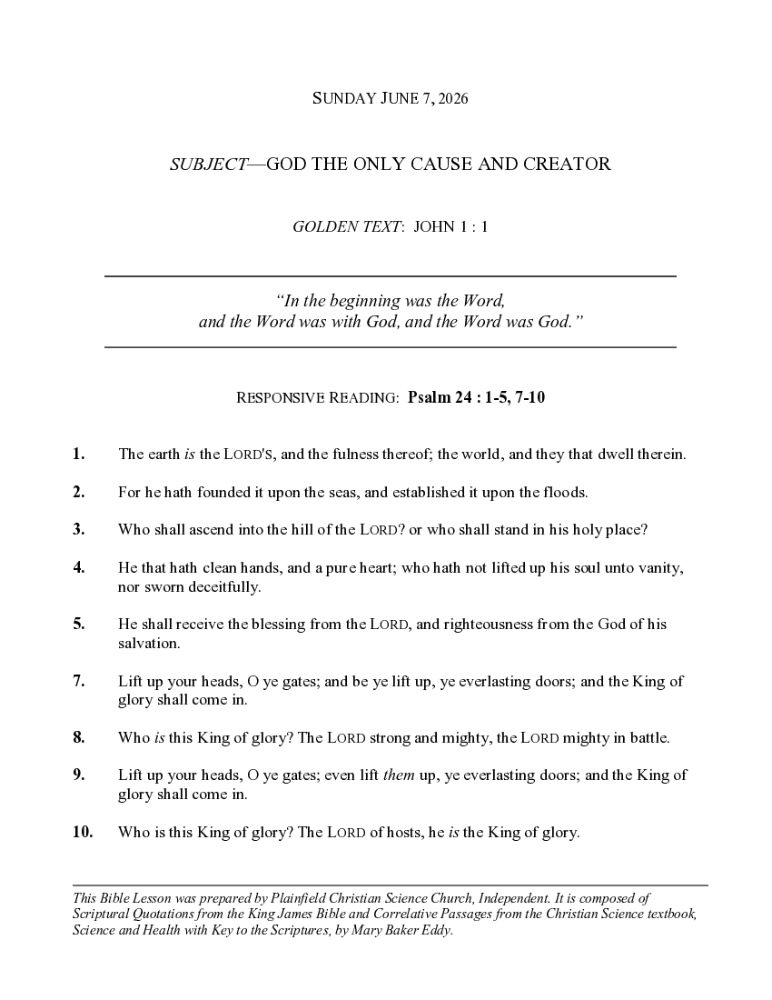 The June 7th, 2026 Weekly Lesson