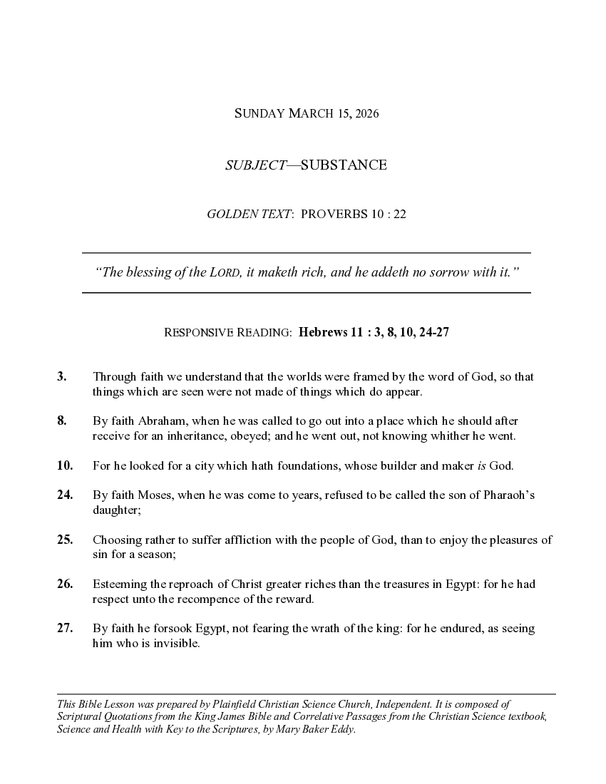 The March 15th, 2026 Weekly Lesson