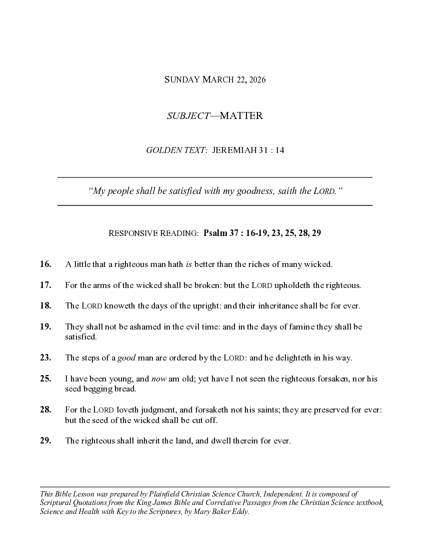 The March 22nd, 2026 Weekly Lesson