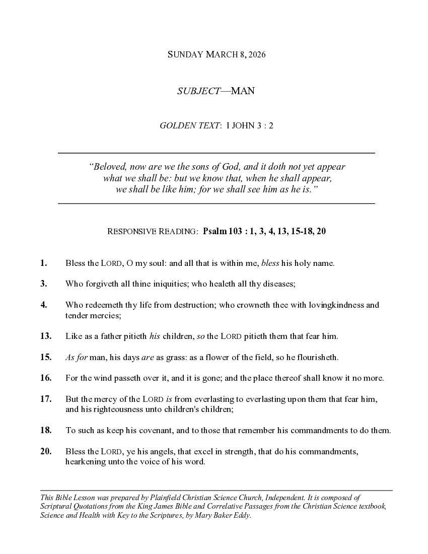 The March 8th, 2026 Weekly Lesson