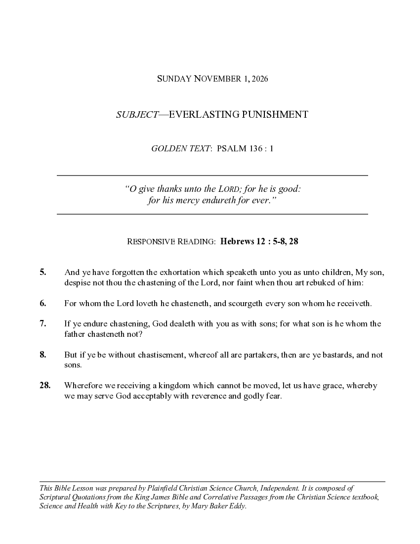 The November 1st, 2026 Weekly Lesson
