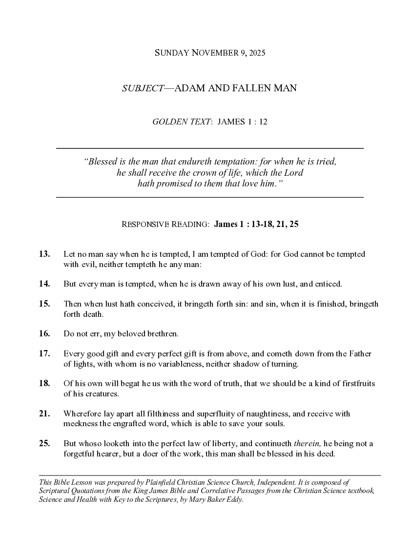 The November 9th, 2025 Weekly Lesson